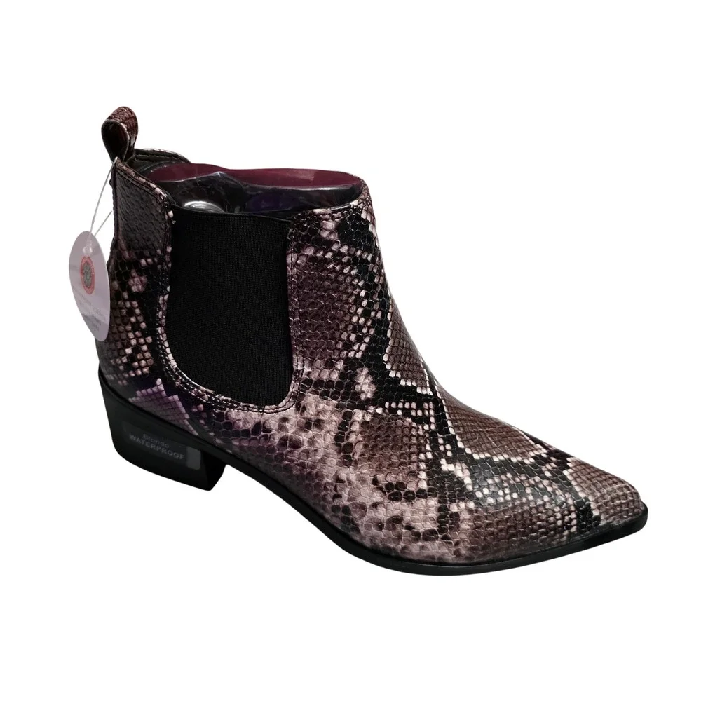 Blondo Emelia Waterproof‎ Brown Snake Leather Ankle Boots Womens 9 M